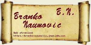 Branko Naumović vizit kartica